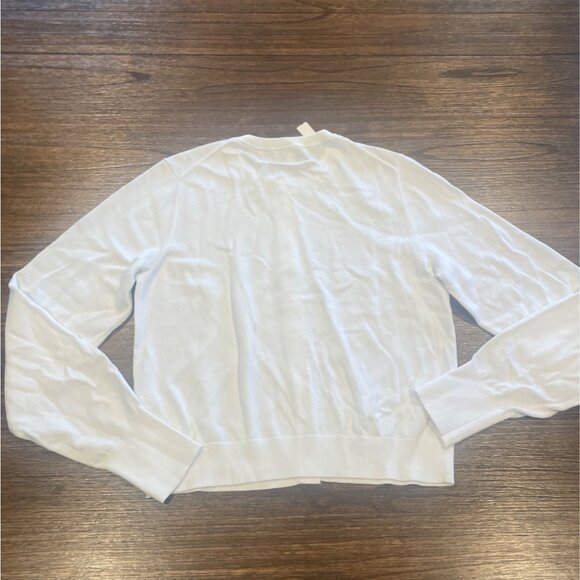 NWT Madewell Women's Sz M White Crewneck Cardigan in 100% Cotton Slim NV972 - Picture 8 of 12